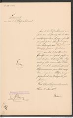 k.k. naturhistorisches Hofmuseum, Intendanzakten 1885-1896 (Hauer), Aktenzahl Z.288.a/1888, Seite 1